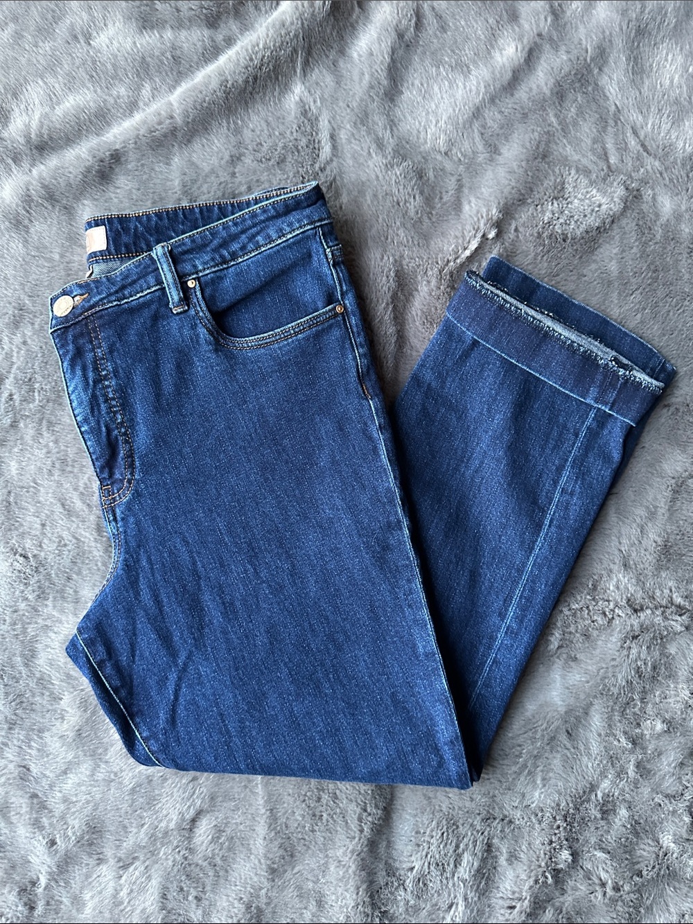 Kut from the Kloth Straight Leg Jeans in Dark Blue Denim